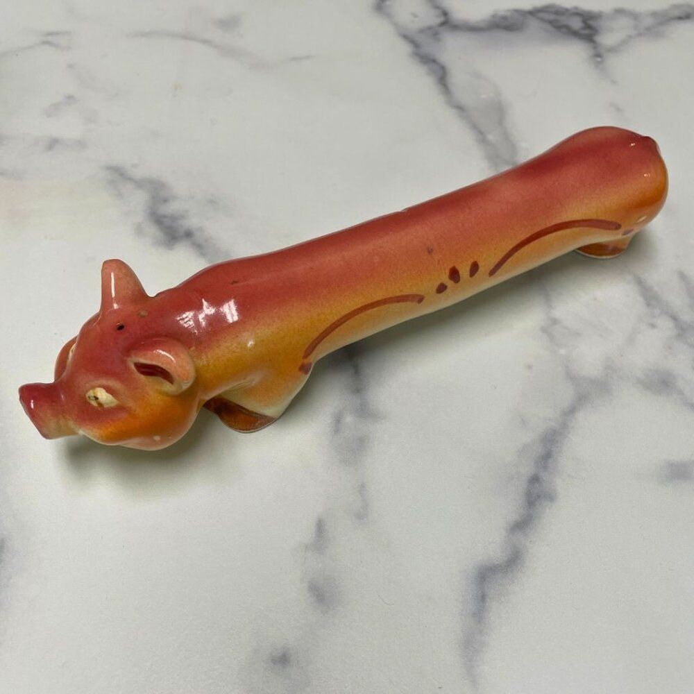 Vintage One Piece 'Long Pig' Salt & Pepper Shaker. Unique Collectible!